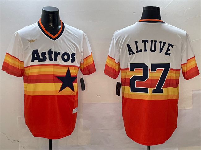 Men's Houston Astros #27 Jose Altuve Orange Rainbow Cool Base Stitched Jersey Men's Houston Astros #27 Jose Altuve Orange Rainbow Cool Base Stitched Jersey